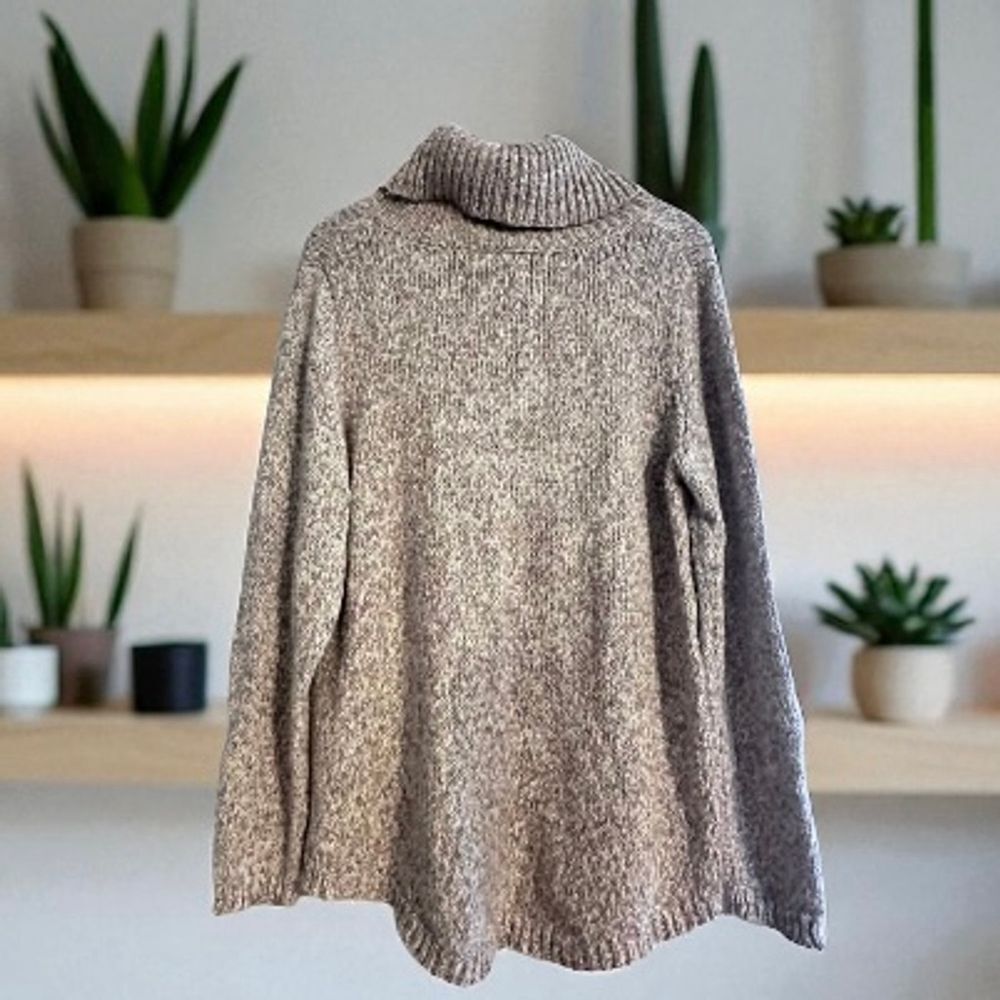 APT. 9 Women's Cowl Turtleneck Knit Sweater Beige Speckled Size XXL